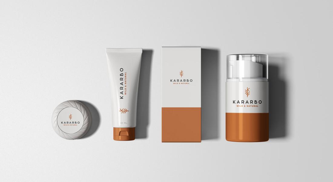 Kararbo cosmetics with branding elements